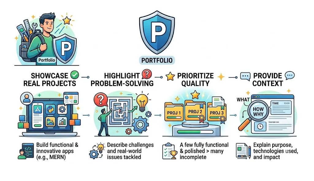MERN developer portfolio tips for showcasing projects and skills.