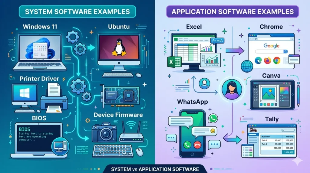 Examples of System Software and Application Software