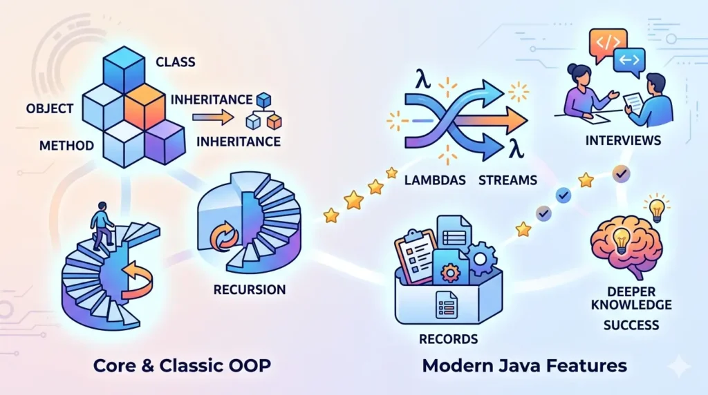 OOP, Recursion, and Modern Java Coding Questions