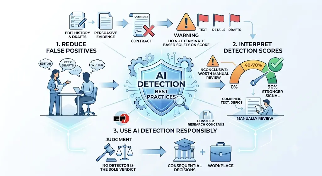 AI detection best practices for reducing false positives and reviewing detection scores.