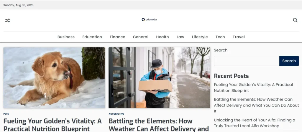 Homepage of Adomida.com