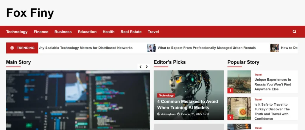 Homepage of Foxfiny Com