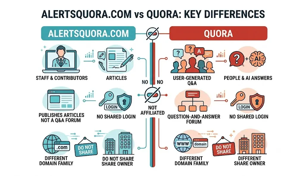 Alertsquora.com vs Quora showing key differences.