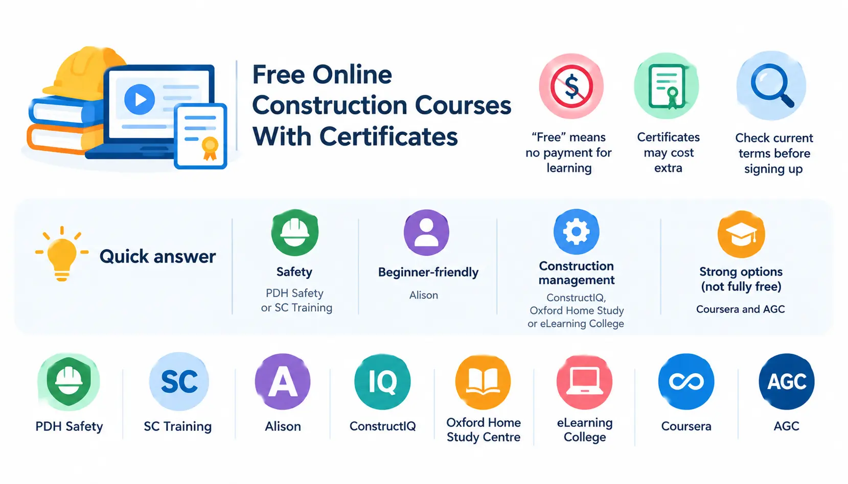 ree online construction courses with certificates infographic