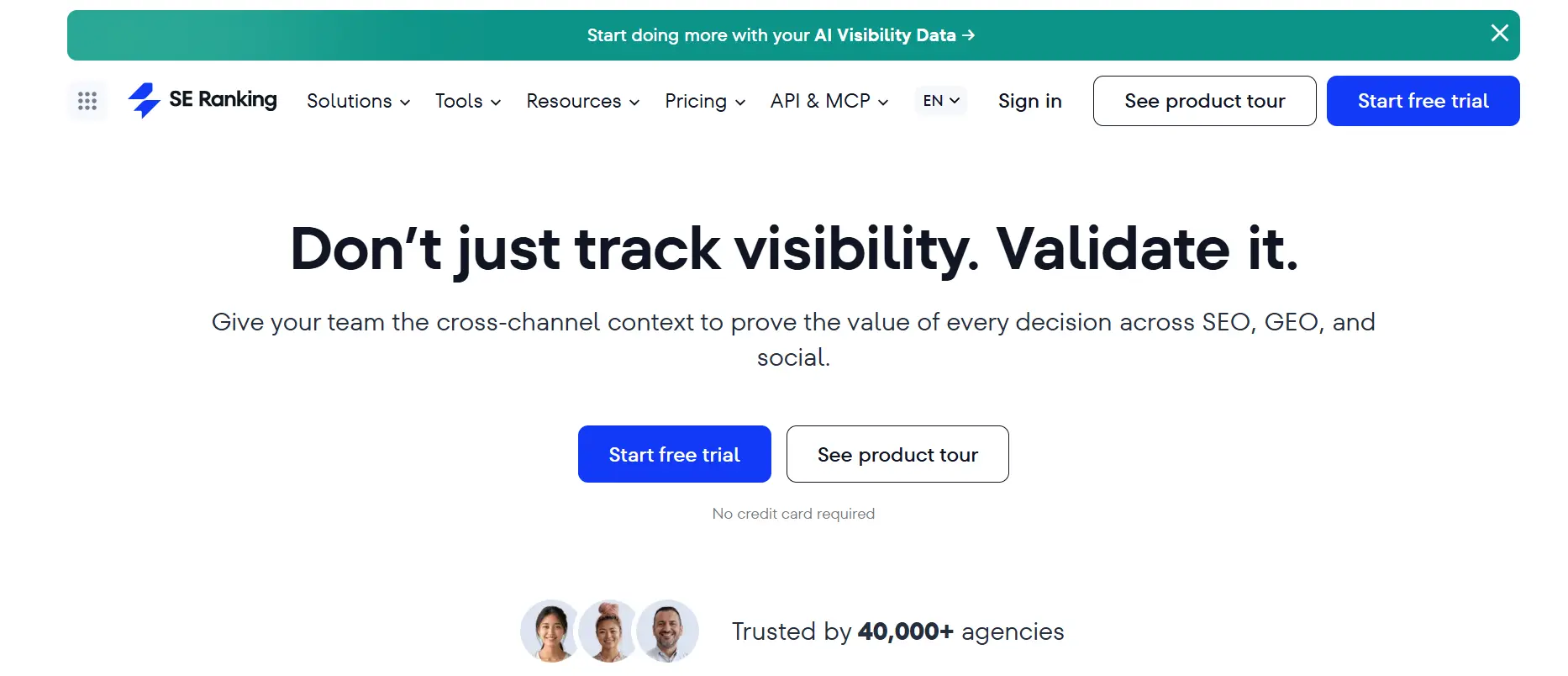 homepage of SE Ranking