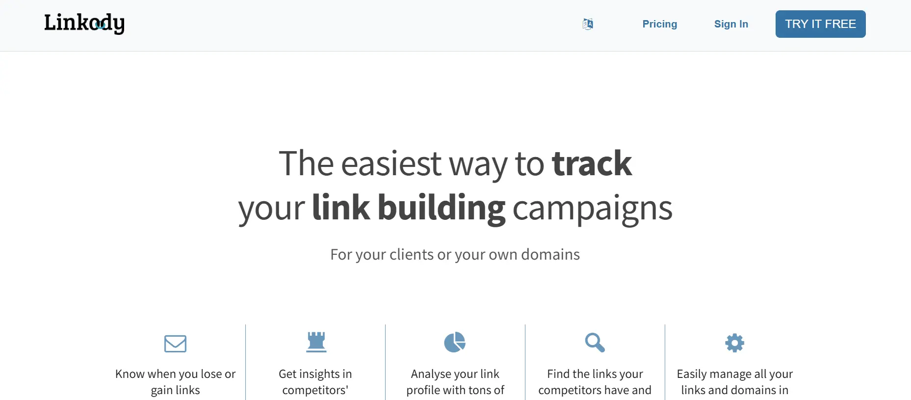 homepage of  Linkody